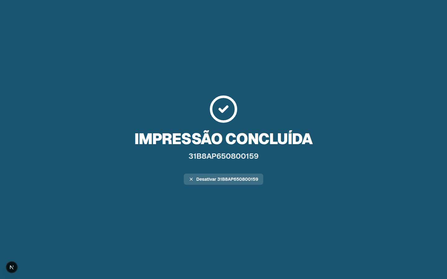 Tela de histórico do Dash3D, com produção por impressora